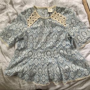 ANTHROPOLOGIE HD in Paris lace blue top